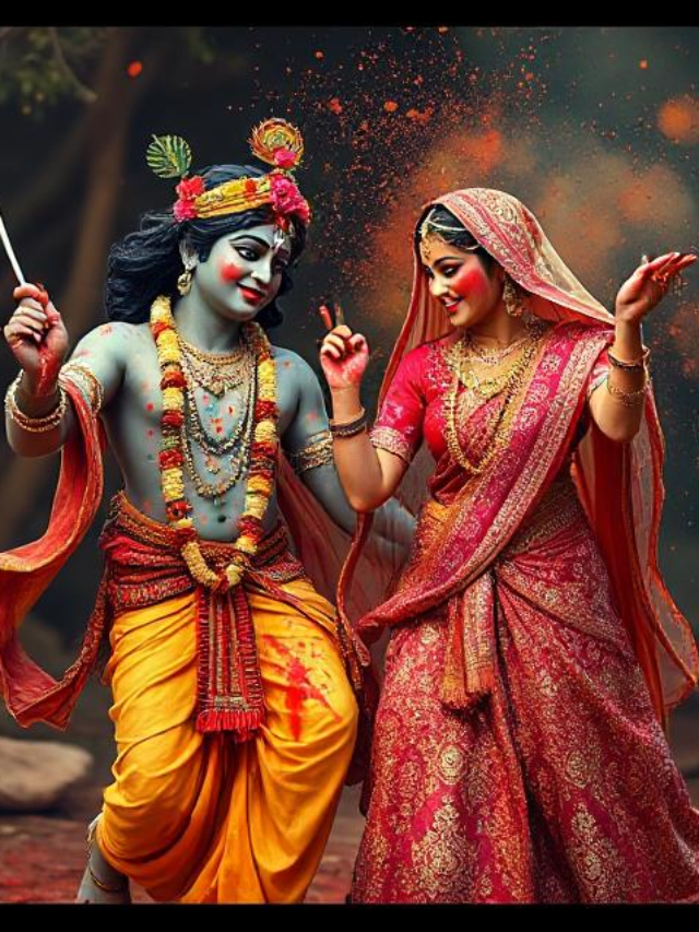 Krishna & Radha playing Holi